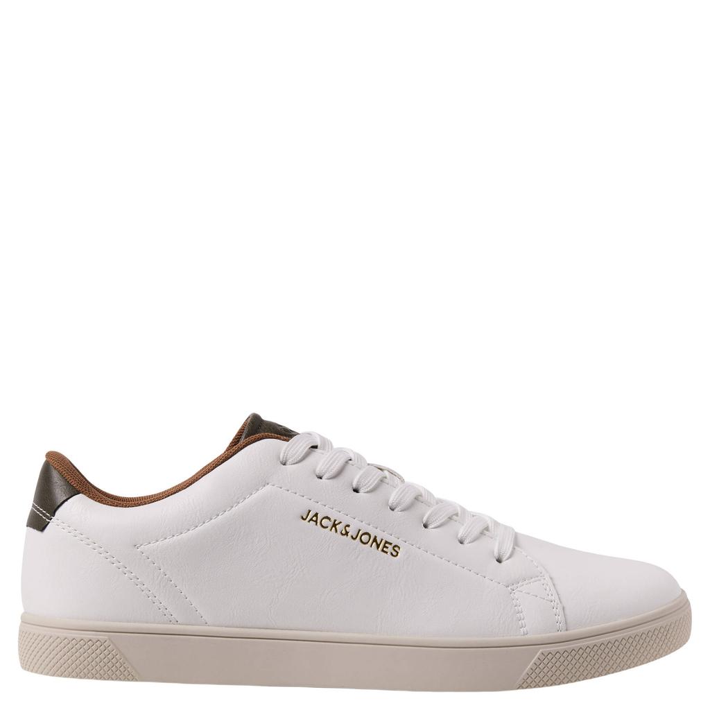 Taupe en lichtgrijze heren JACK & JONES Jfwbosley Pu Noos imitatieleren sneakers met logo
