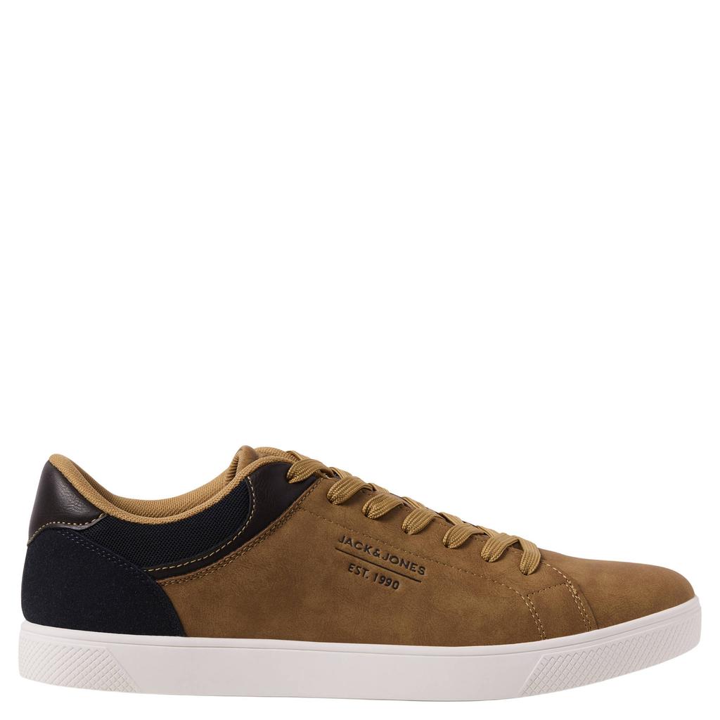 Bruin en zwarte heren JACK & JONES Jfwjordan imitatieleren sneakers van 90% polyuretaan/10% polyester met veters