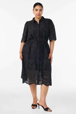 blousejurk broderie zwart