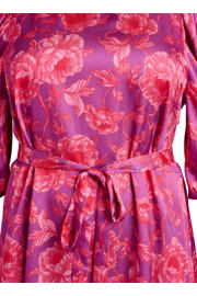 thumbnail: Zizzi gebloemde midi jurk Plus Size - roze