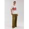 HARPER & YVE high waist straight fit broek met ruches - khaki