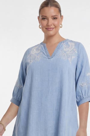 tuniek broderie light blue denim
