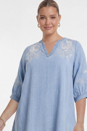 tuniek broderie light blue denim
