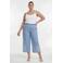 YOEK wide leg regular waist broek broderie light blue denim