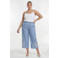 YOEK wide leg regular waist broek broderie light blue denim