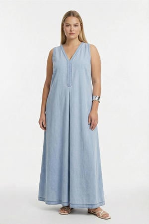 maxi jurk light blue denim