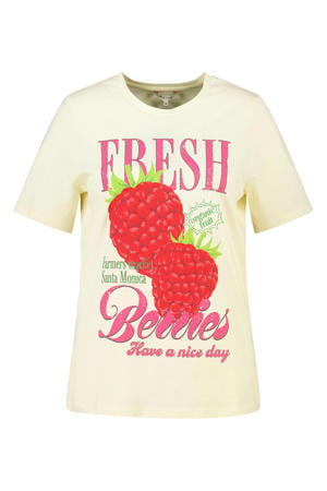 rechtvallend T-shirt met print Plus Size - lichtgeel