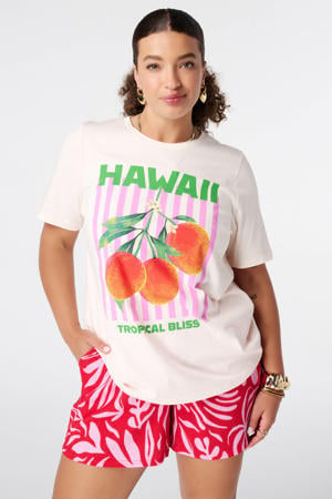 T-shirt Plus Size met print - ecru