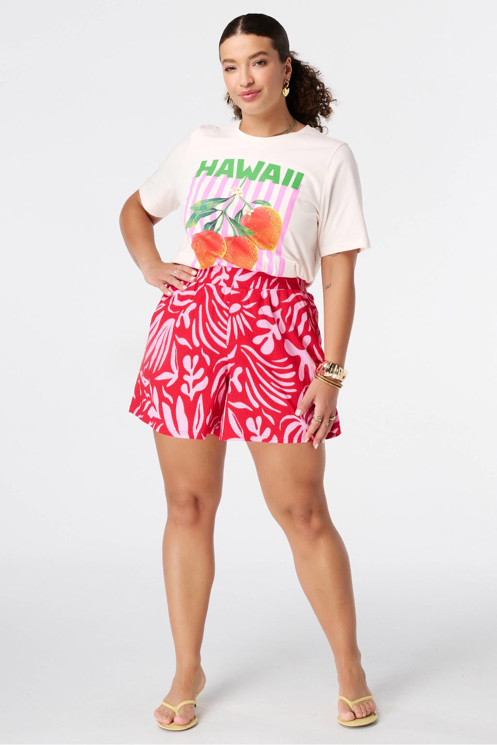 MS Mode T-shirt Plus Size met print - ecru