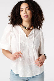 thumbnail: MS Mode top met borduursels Plus Size - wit