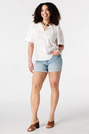 thumbnail: Witte dames MS Mode top Plus Size met effen en driekwart mouwen