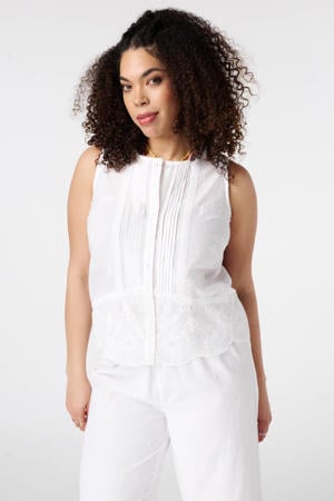 broderie blouse Plus Size - wit