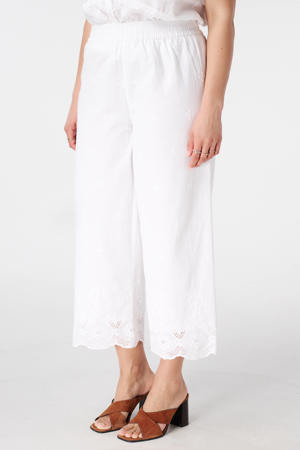 straight leg broek met borduursels Plus Size - wit