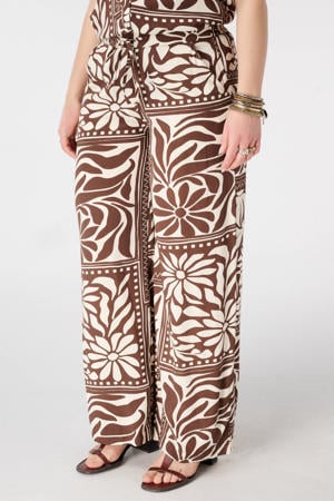 wide leg regular waist broek bruin