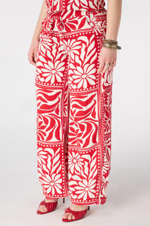 wide leg regular waist broek rood