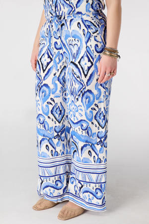 wide leg regular waist broek blauw