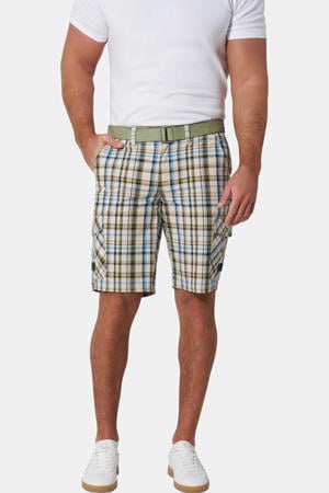 VALKOR relaxed geruite cargo short groen