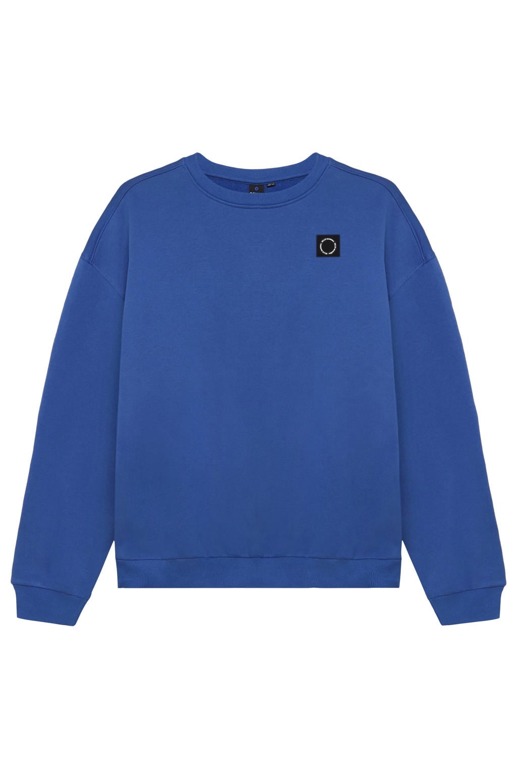 Blauwe jongens Rellix oversized sweater met effen, lange mouwen, ronde hals en geribde boorden
