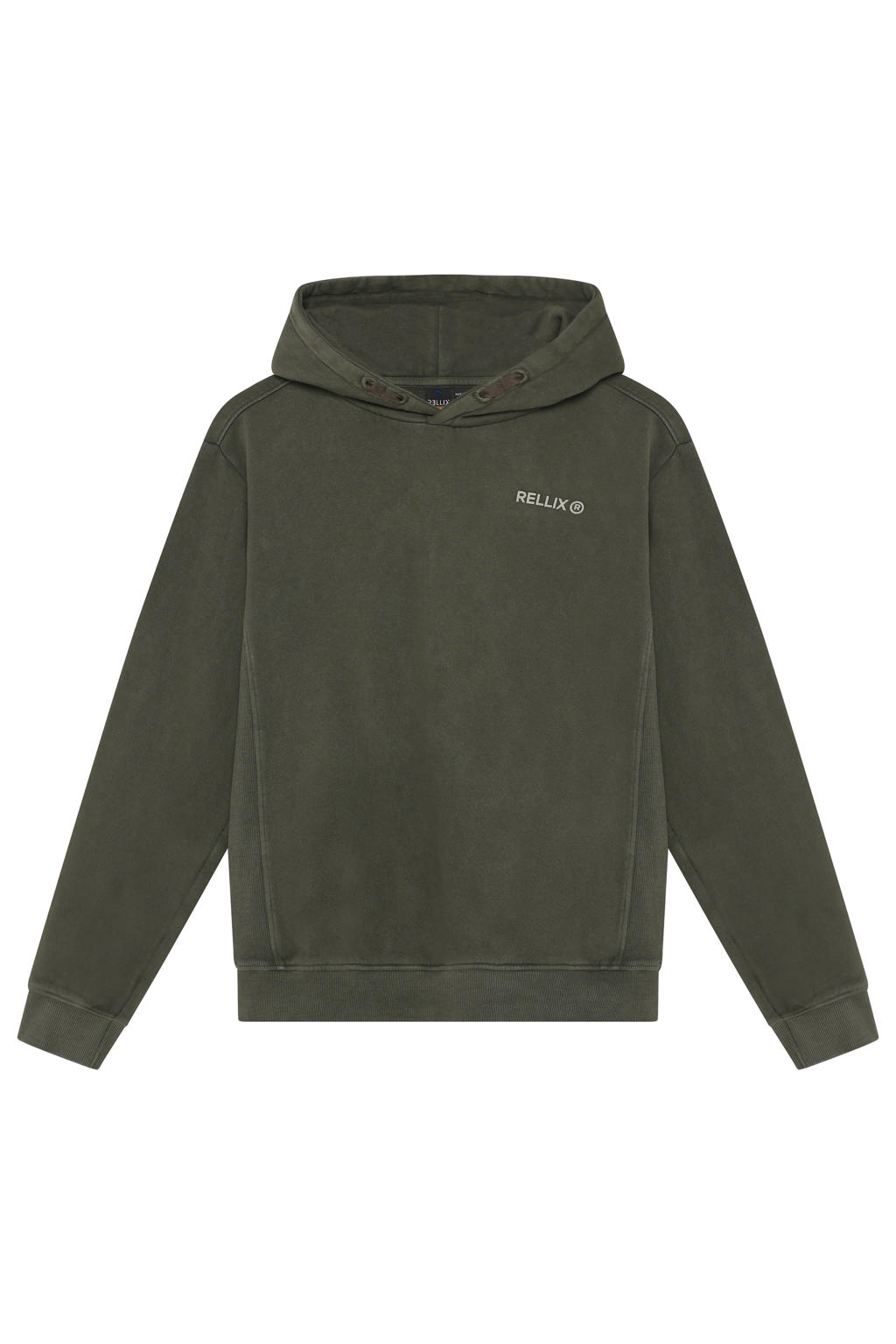 Rellix rechtvallende hoodie met backprint - donkergroen