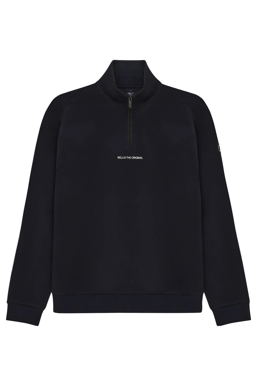 Rellix rechtvallende sweater met backprint - marineblauw
