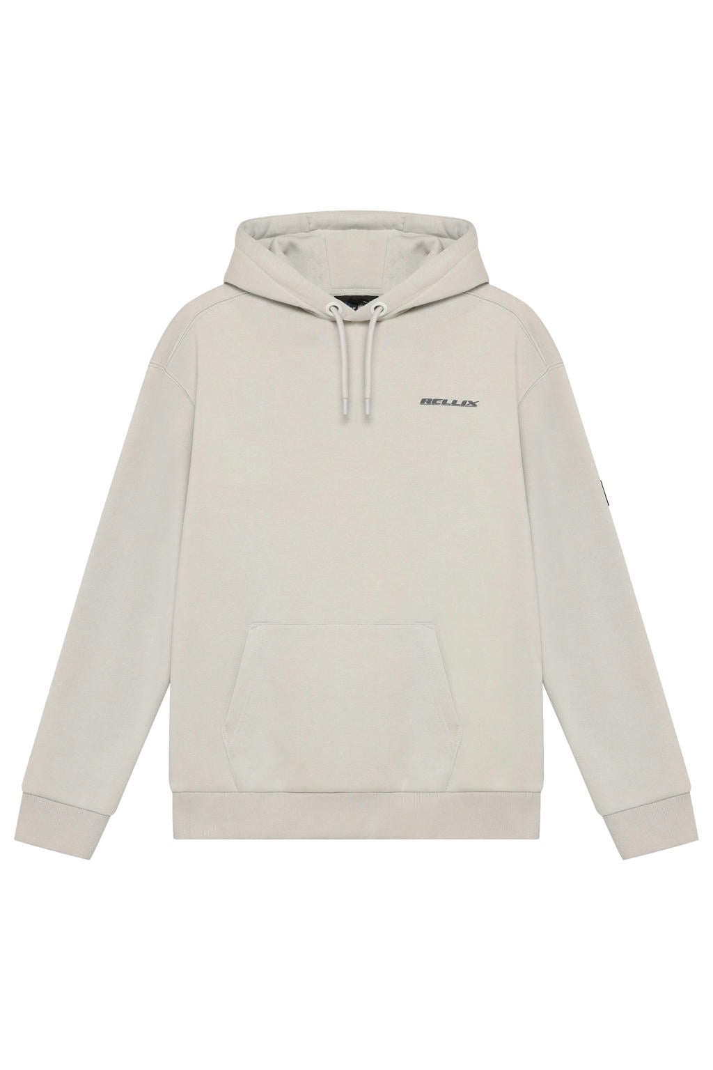 Lichtgrijze jongens Rellix oversized hoodie van sweat materiaal met backprint, lange mouwen, capuchon en tunnelkoord
