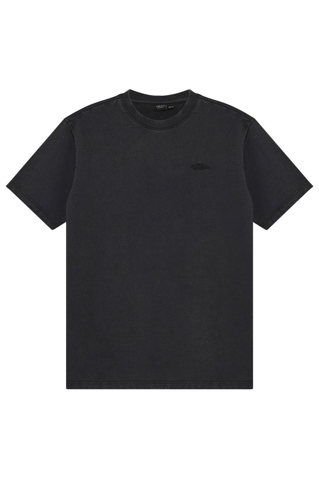 Zwarte jongens Rellix oversized T-shirt van katoen met effen, korte mouwen en ronde hals
