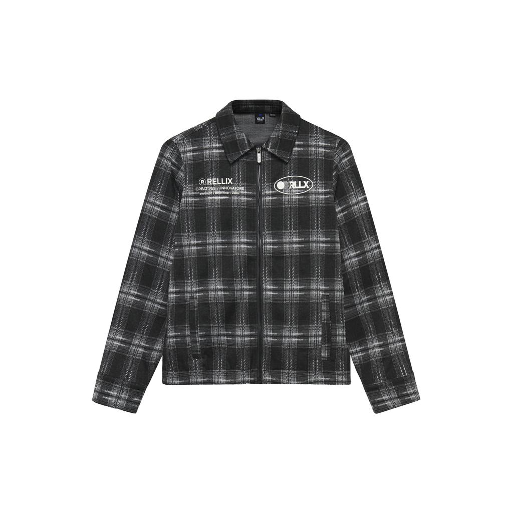 Zwarte jongens Rellix geruit overshirt van polyester met lange mouwen en polo kraag