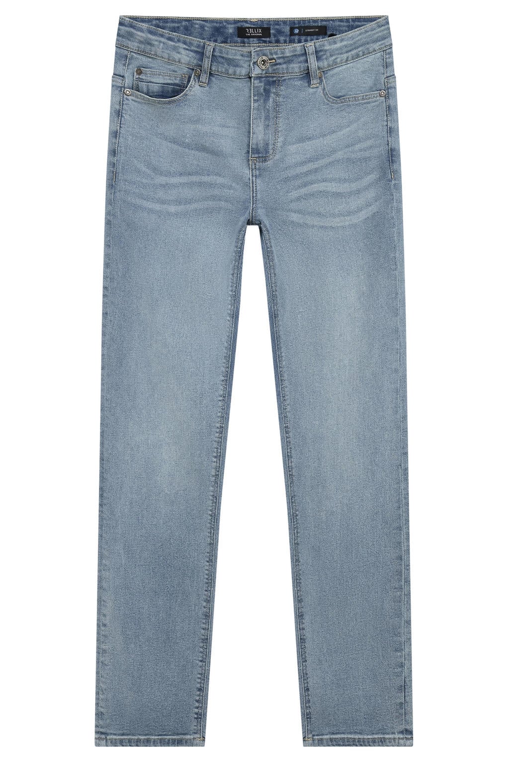 Light blue denim jongens Rellix jeans van stretchdenim met straight fit, regular waist, rits- en knoopsluiting en effen
