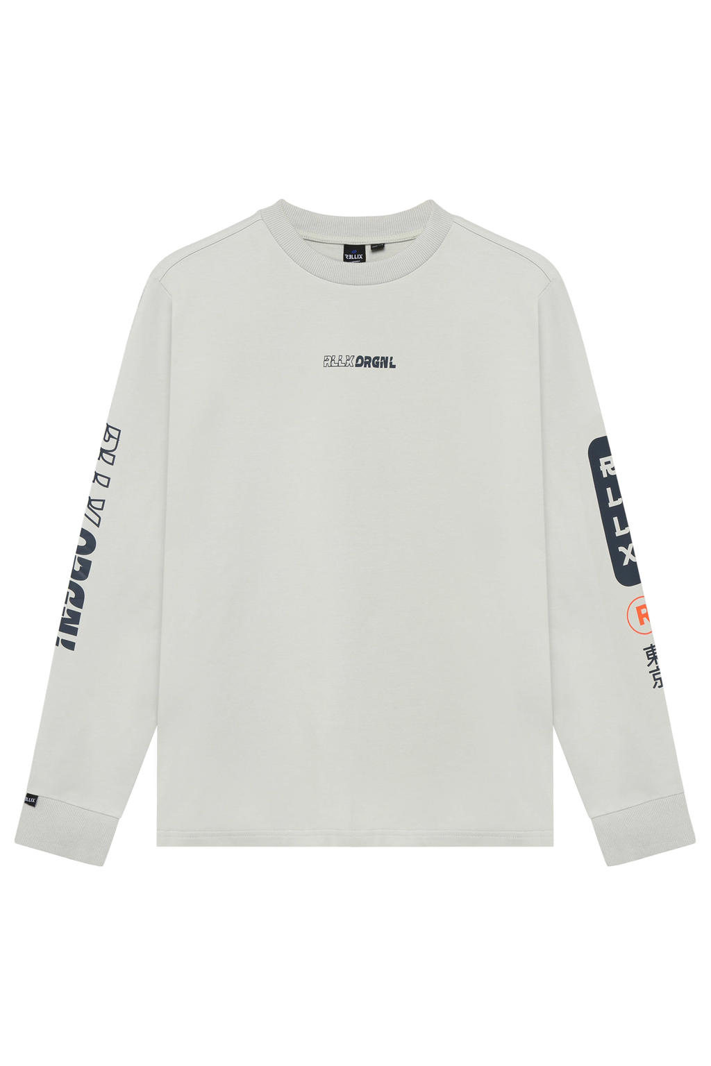 Rellix rechtvallende longsleeve met print - lichtgrijs