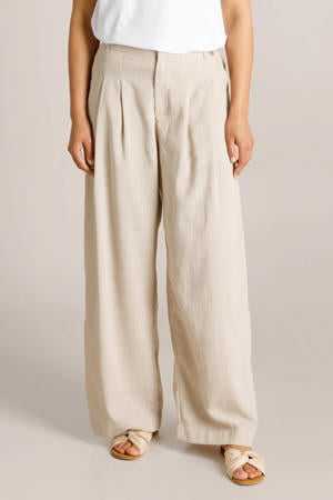 wide leg regular waist broek beige