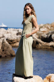 thumbnail: Ivy Beau wide leg regular waist broek lichtgroen