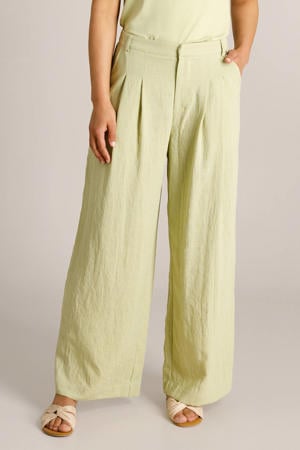 wide leg regular waist broek lichtgroen