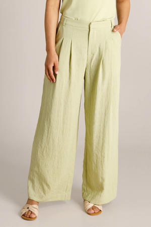 wide leg regular waist broek lichtgroen