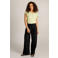 Ivy Beau wide leg regular waist broek met linnen zwart