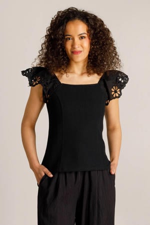 top broderie zwart
