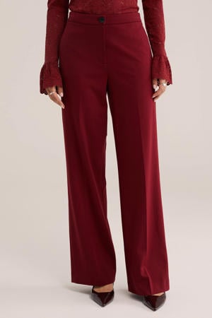 jersey high waist pantalon donkerrood