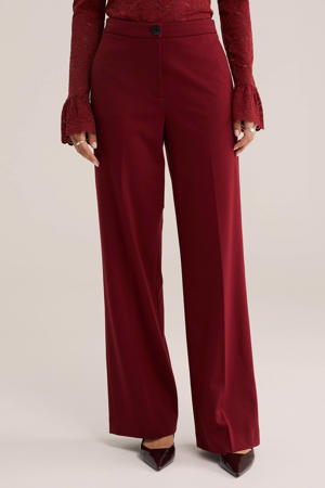 jersey high waist pantalon donkerrood