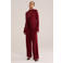 WE Fashion jersey high waist pantalon donkerrood