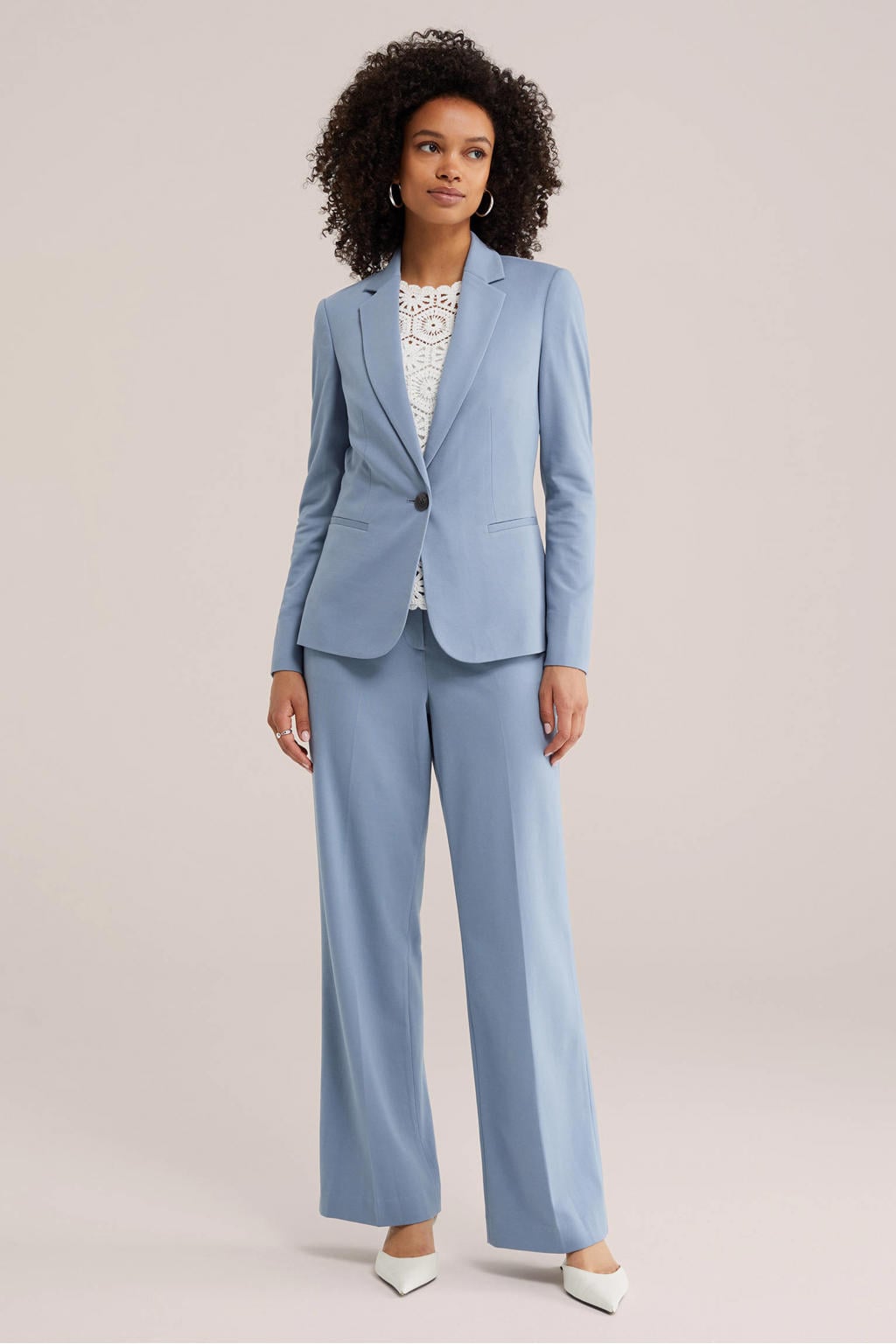 WE Fashion viscose regular fit blazer - grijsblauw