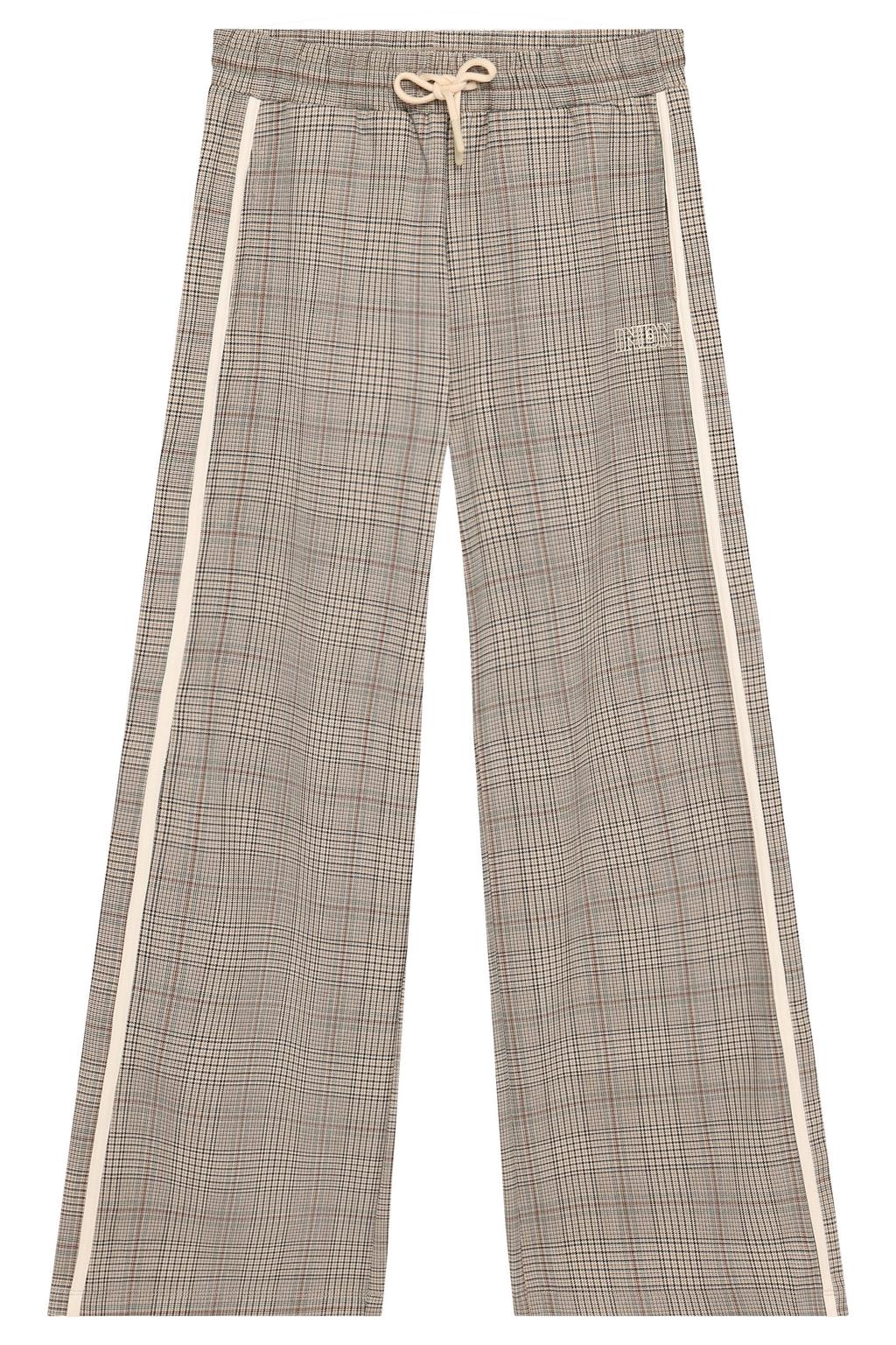 Beige en grijze meisjes Indian Blue Jeans wide leg geruite pantalon
