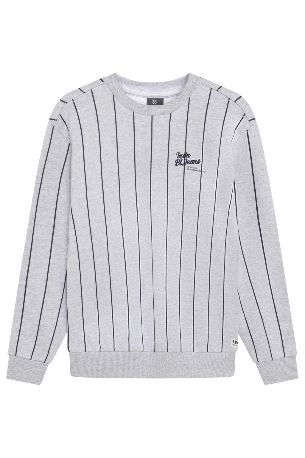 Indian Blue Jeans oversized gestreepte sweater met backprint - grijs