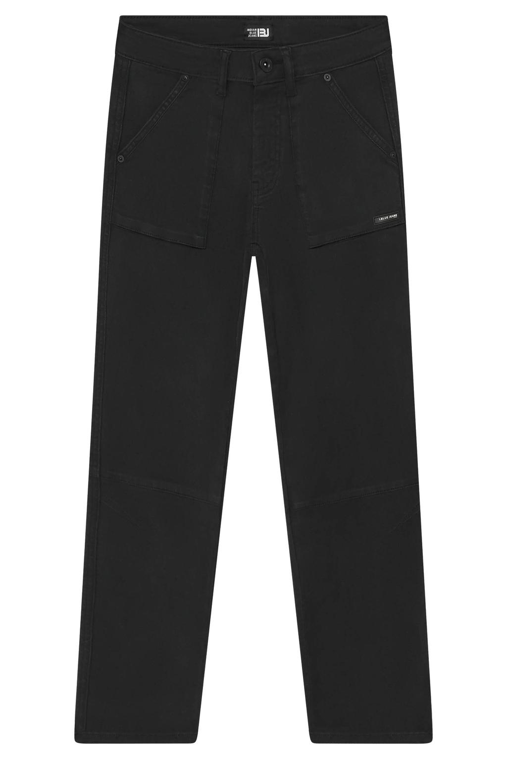 Grijze jongens Indian Blue Jeans loose fit casual broek van stretchkatoen met regular waist en effen