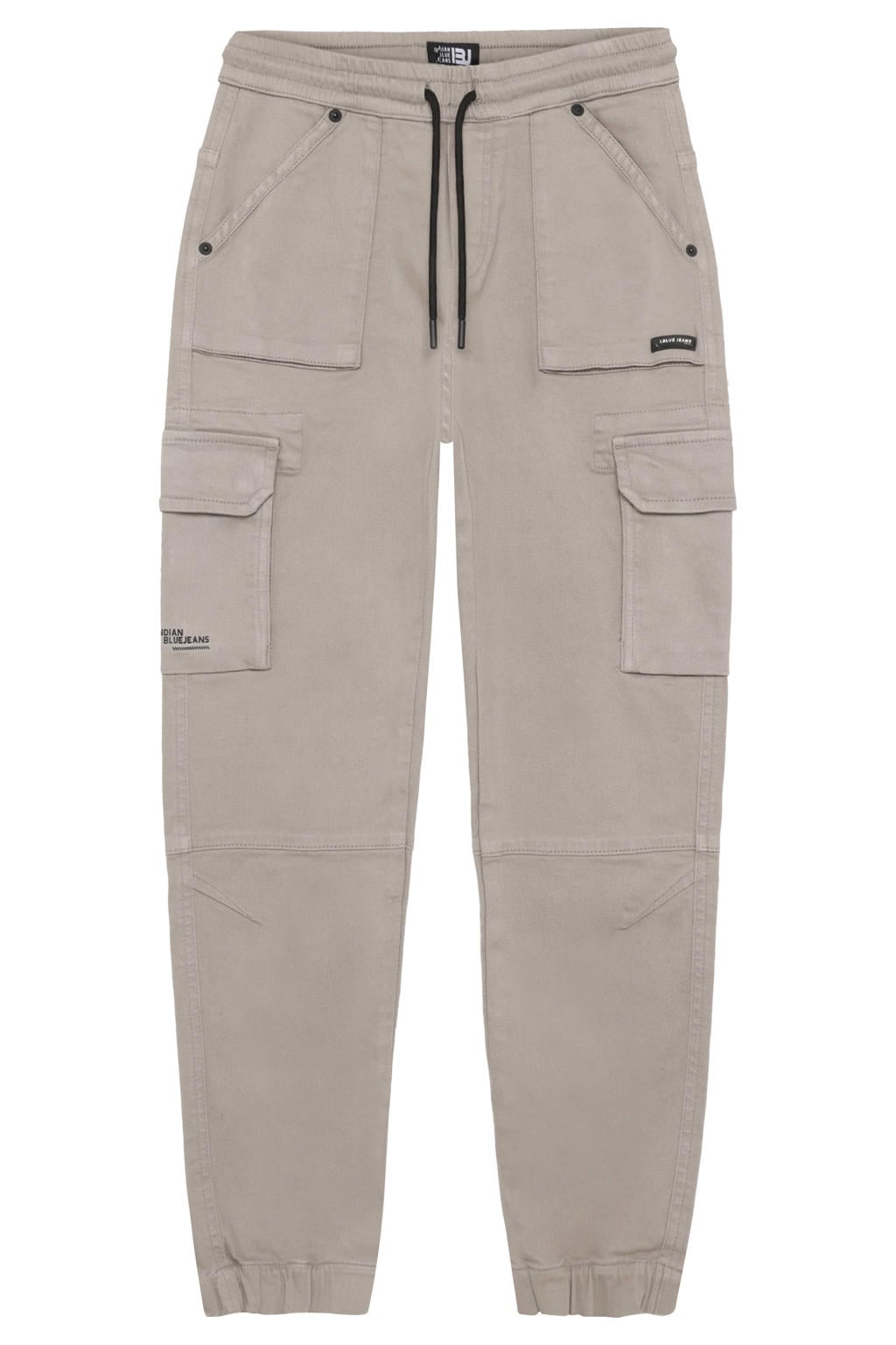 Grijze jongens Indian Blue Jeans loose fit cargobroek van stretchkatoen met regular waist en effen