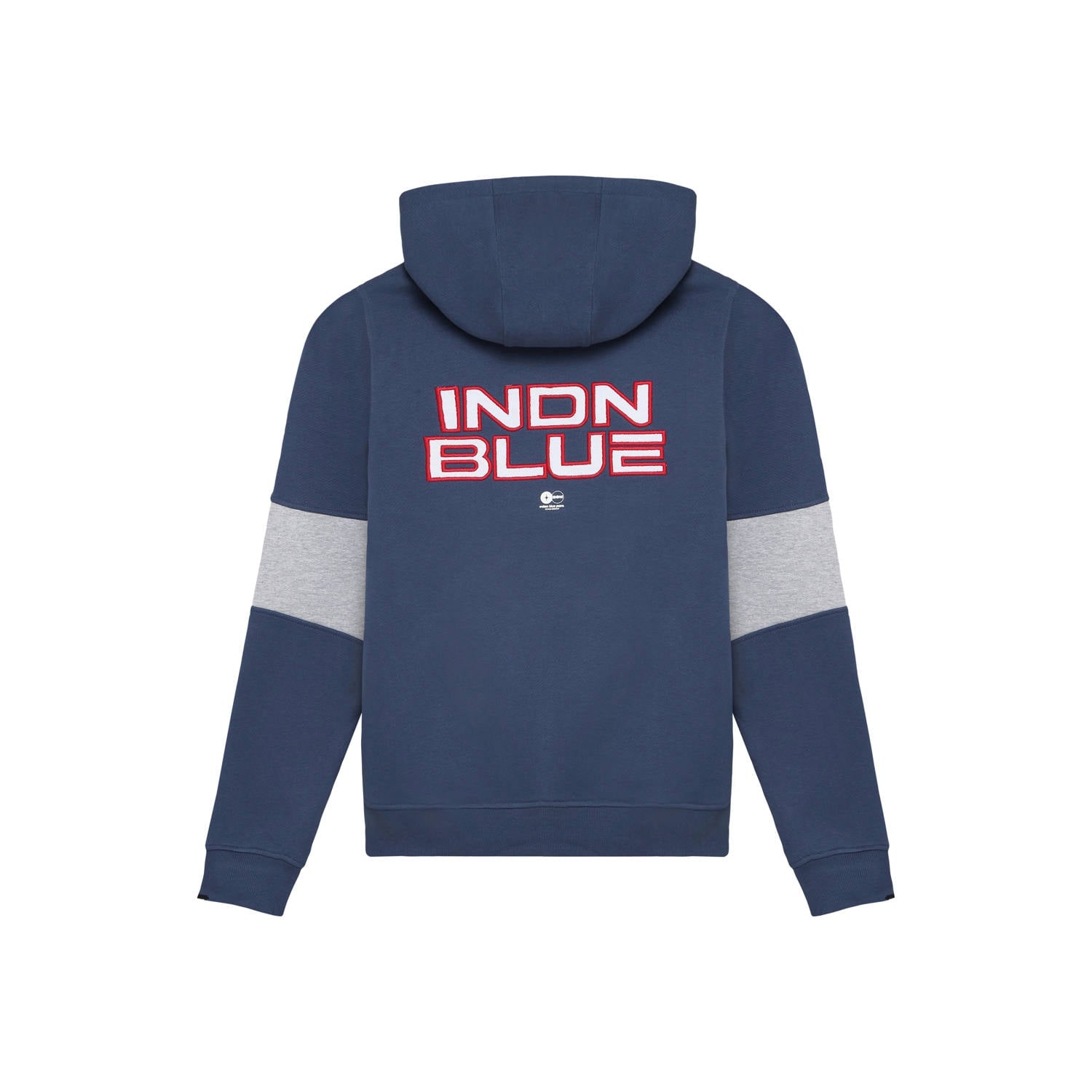 Indian Blue Jeans rechtvallende hoodie met backprint donkerblauw grijs