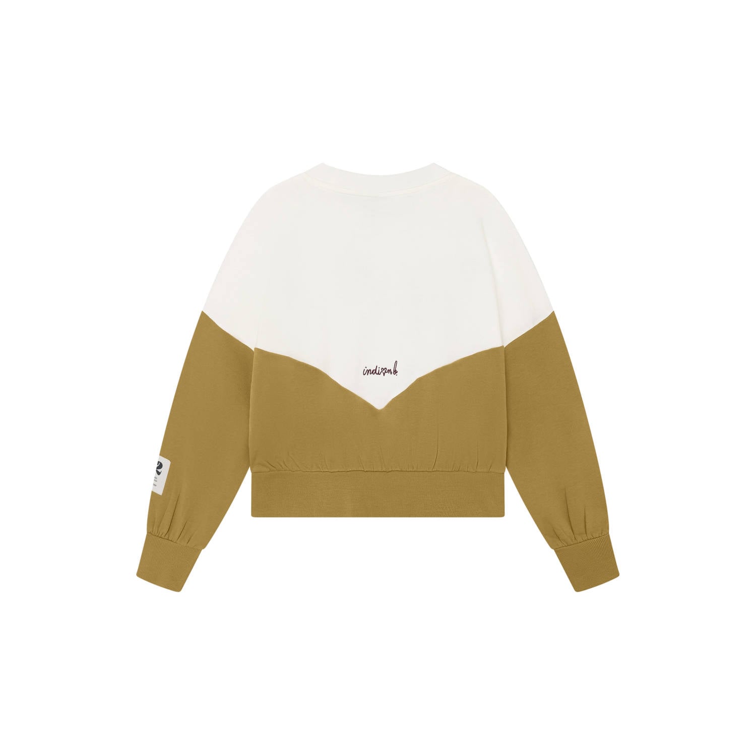 Indian Blue Jeans oversized sweater met tekst groen offwhite