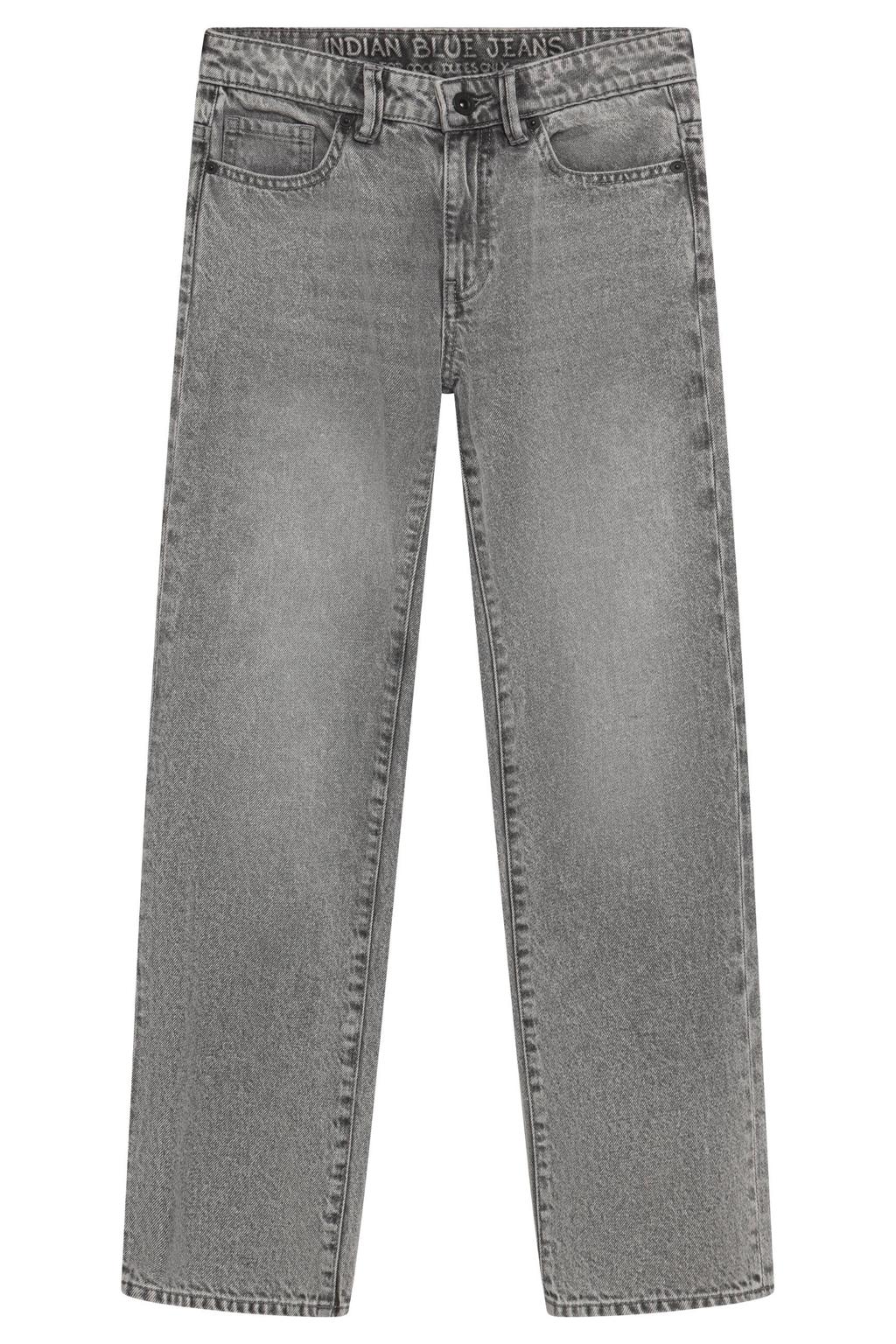 Grey denim jongens Indian Blue Jeans loose fit jeans van denim met regular waist en effen
