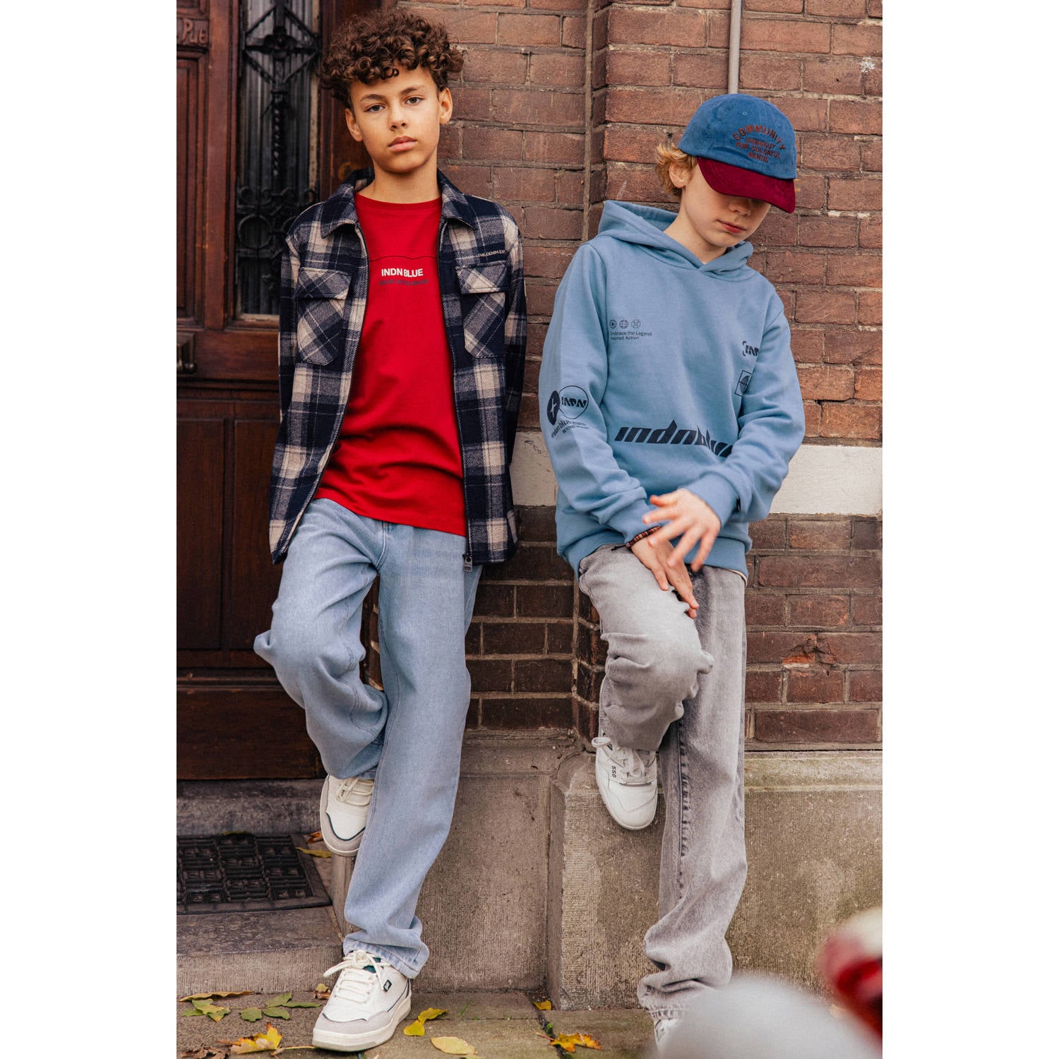 Indian Blue Jeans rechtvallende hoodie met tekst lichtblauw