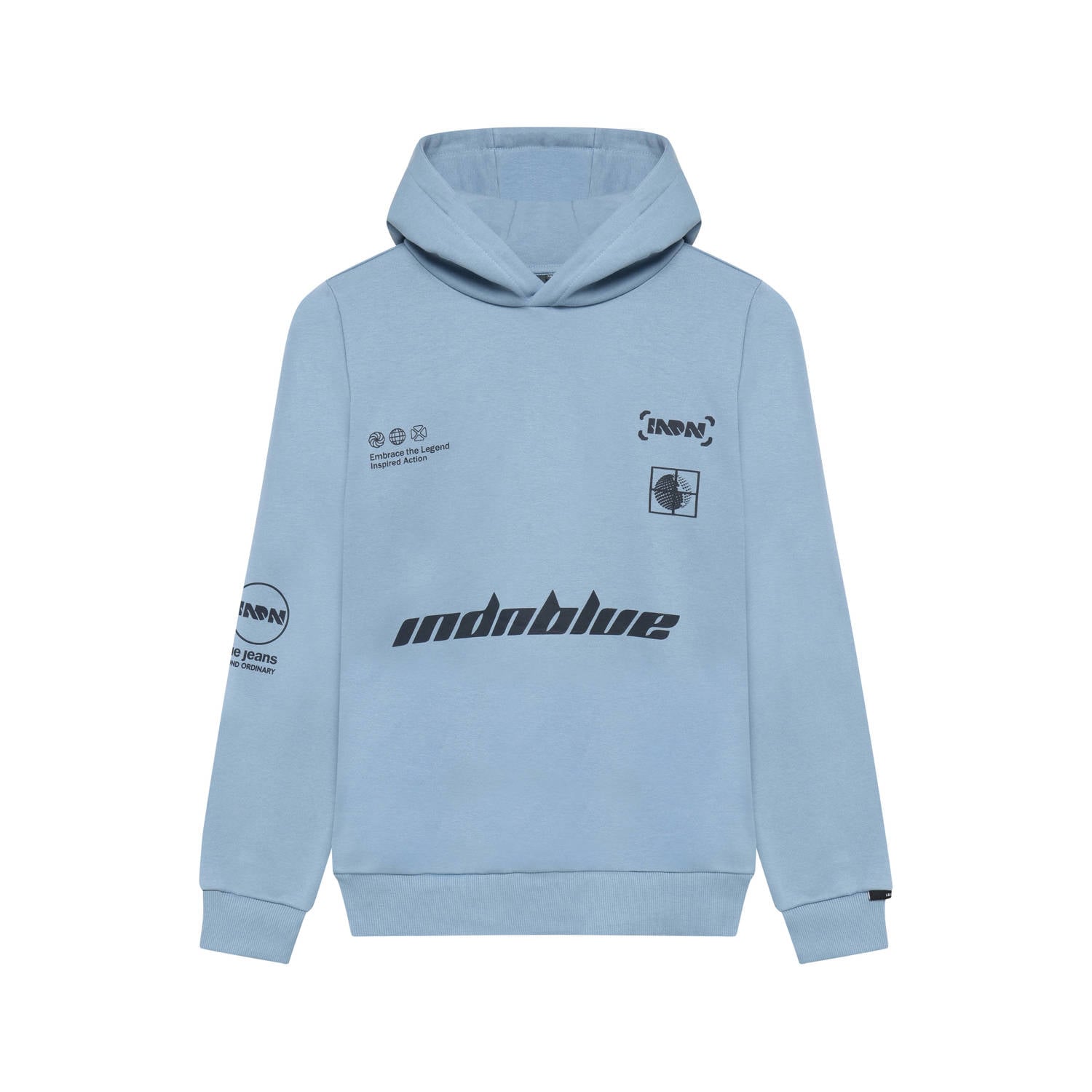 Indian Blue Jeans rechtvallende hoodie met tekst lichtblauw