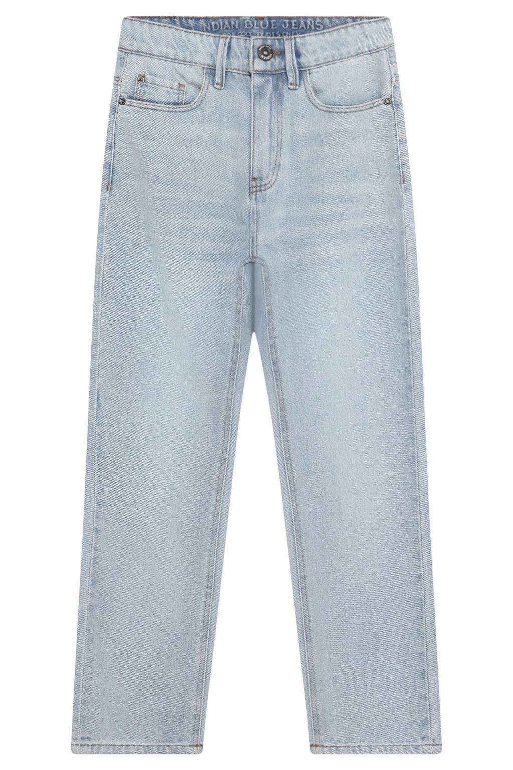 Light blue denim jongens Indian Blue Jeans baggy jeans van denim met regular waist, rits- en knoopsluiting en effen