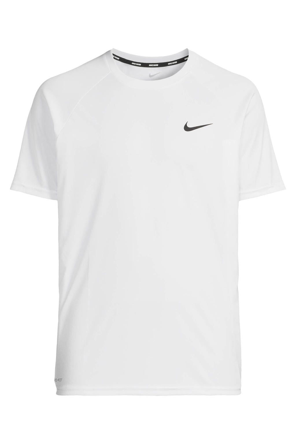 Witte heren Nike sport T-shirt essential van polyester met effen, korte mouwen en ronde hals